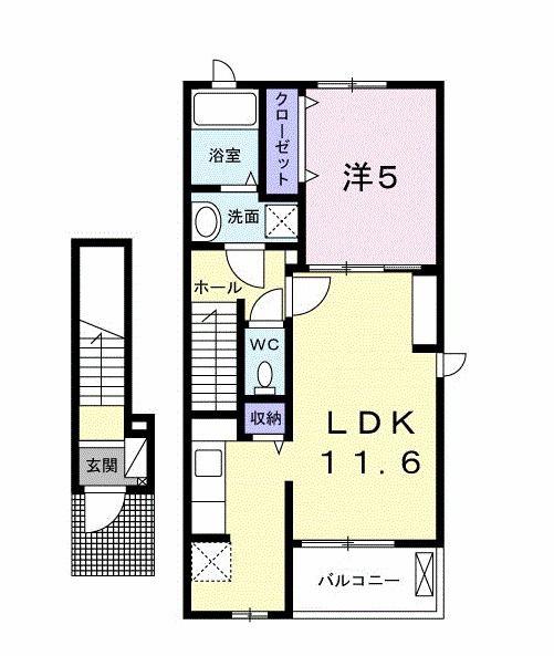 グランドペアレンツ浅井II A(1LDK/2階)の間取り写真