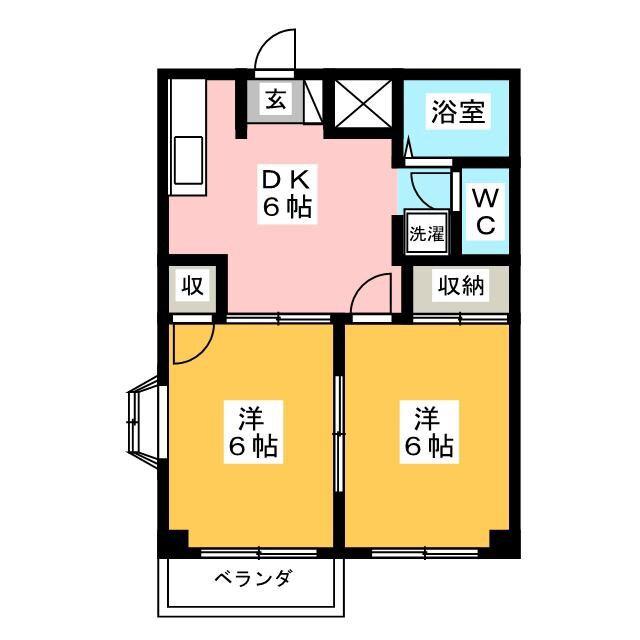 Gクレフ和合 B(2DK/2階)の間取り写真