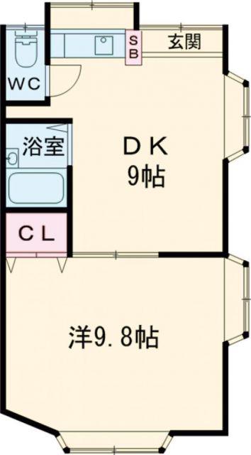 コーポヒル二本木(1DK/1階)の間取り写真