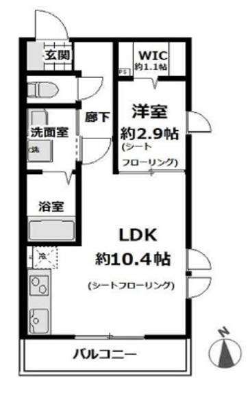REFINO(1LDK/1階)の間取り写真