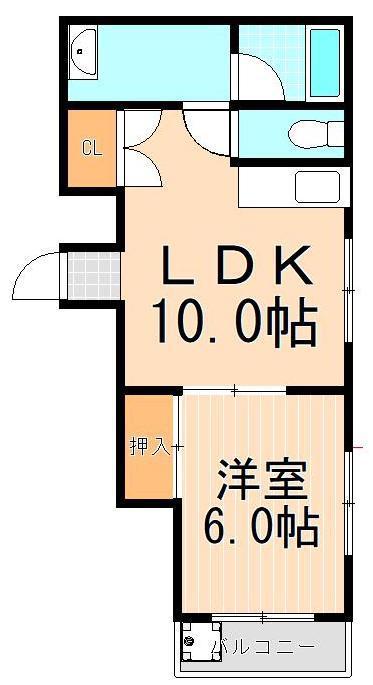 川津ビル(1LDK/4階)の間取り写真