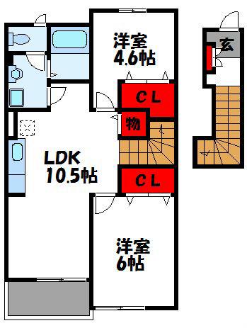 ホルティパークB(2LDK/2階)の間取り写真