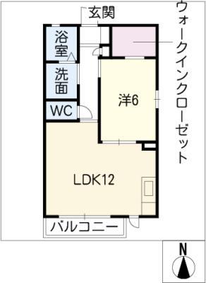 メゾンT1(1LDK/2階)の間取り写真