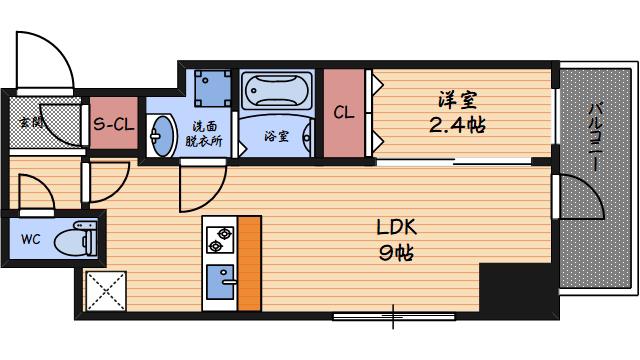 エスリードレジデンス大阪福島フロント(1LDK/14階)の間取り写真