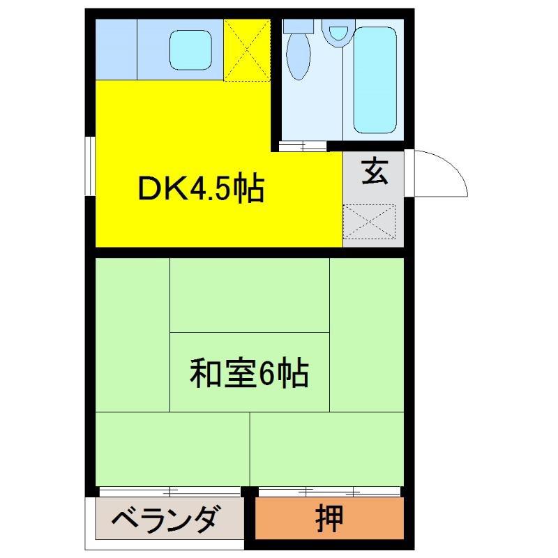 城東レジデンス(1DK/1階)の間取り写真