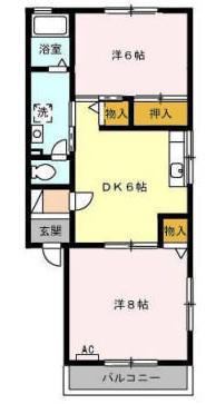 コーポセントラルビレッジII(2DK/2階)の間取り写真