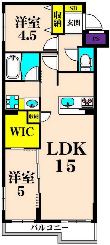 LIEN(2LDK/2階)の間取り写真
