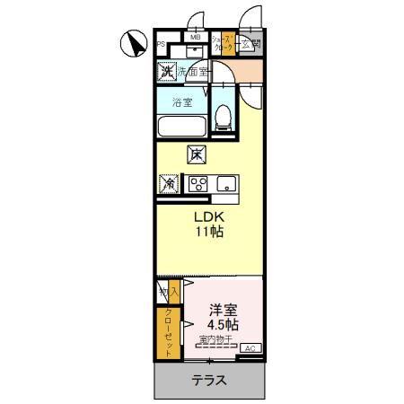 RETIRO(1LDK/1階)の間取り写真