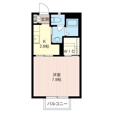ワセイコーポⅢ(1K/2階)の間取り写真