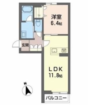 メゾン・グッドライン王子(1LDK/1階)の間取り写真