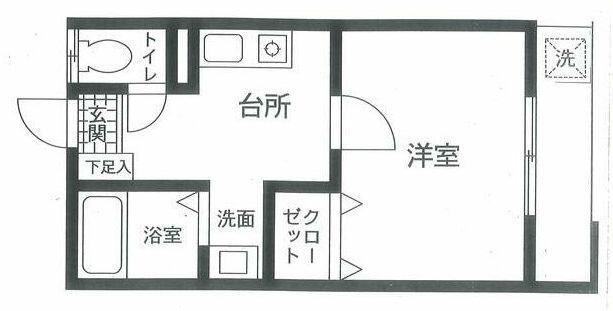 ディーエムハイツ高田(1K/1階)の間取り写真