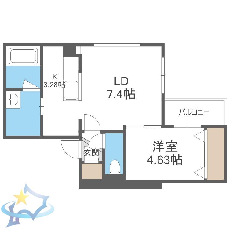 GALAXY EXPRESS 711(1LDK/3階)の間取り写真