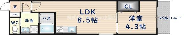BADGE NAGASE ウエスト(1LDK/1階)の間取り写真