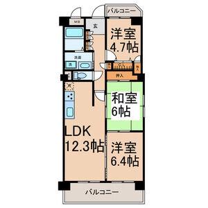 シティライフ大金(3LDK/6階)の間取り写真