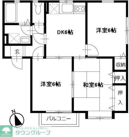 ラルジュ・アイ(3DK/2階)の間取り写真