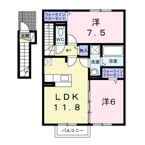 パークス南町(2LDK/2階)の間取り写真