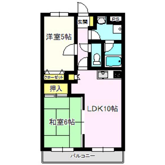 ルミエール中居 壱番館(2LDK/1階)の間取り写真