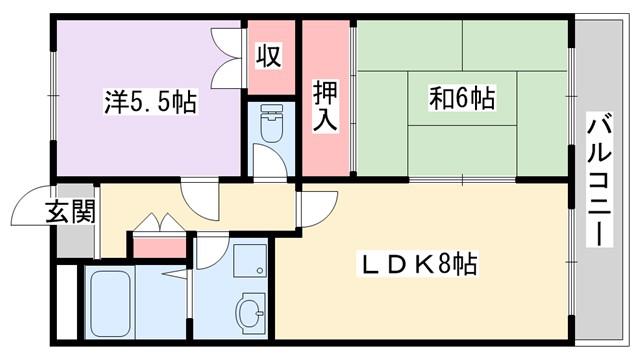 富士藤田マンション(2LDK/4階)の間取り写真