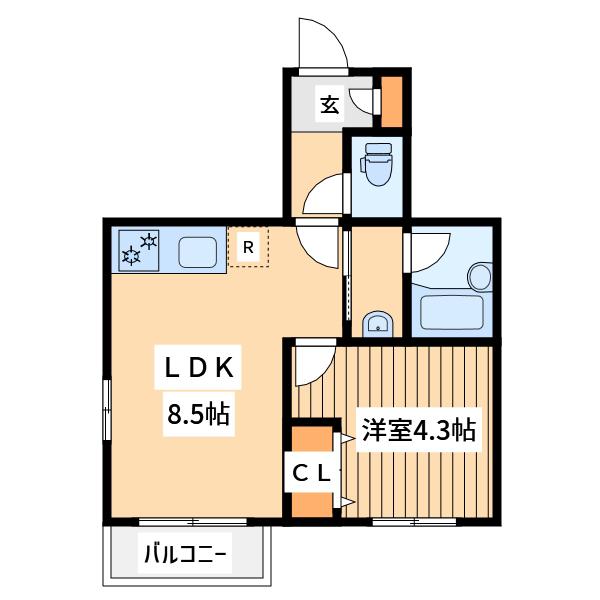 ドミールこまぎ乃(1LDK/1階)の間取り写真