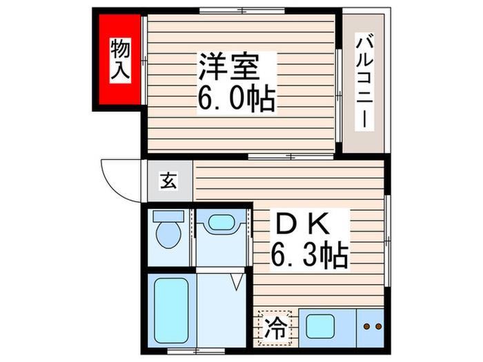 ピュアハウスSS-8(1DK/2階)の間取り写真