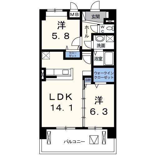 深志エム・オーマンション(2LDK/5階)の間取り写真