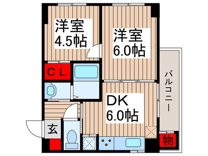 ベルム浦和(2DK/4階)の間取り写真