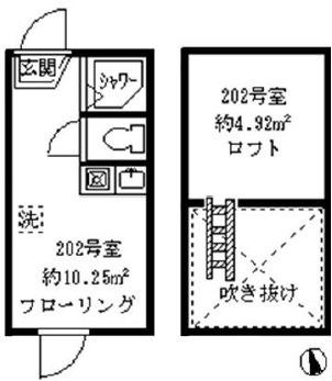 ソフィアサテライト(ワンルーム/2階)の間取り写真