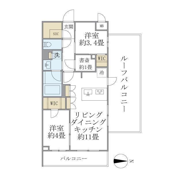 LA PERLA JIYUGAOKAII(2LDK/3階)の間取り写真