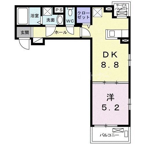 イーケータイズ(1DK/3階)の間取り写真