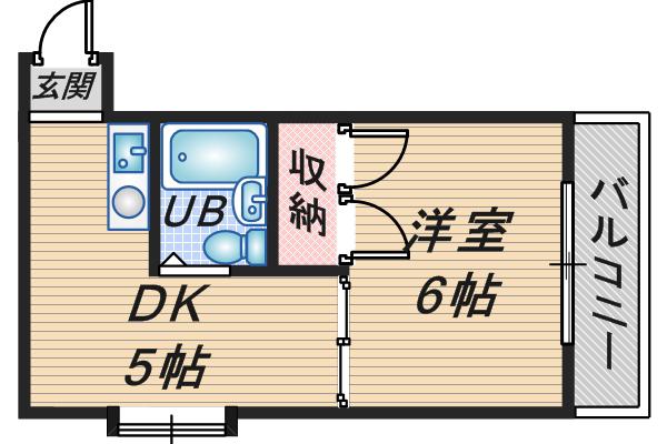 ラフォーレ豊中II(1K/2階)の間取り写真