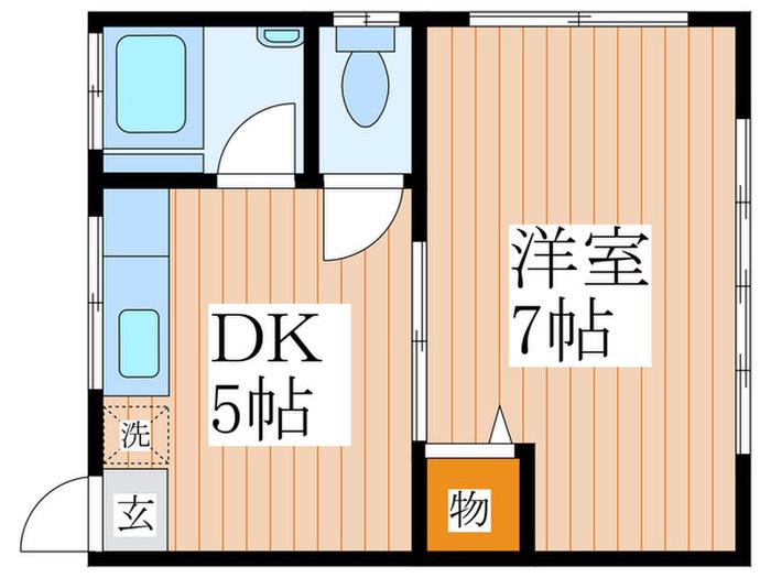 コーポワイケー(1DK/2階)の間取り写真