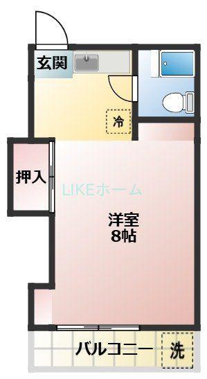 横山ビル(1K/2階)の間取り写真