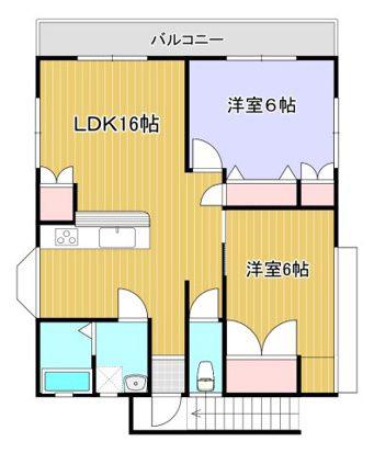 MIハウス(2LDK/2階)の間取り写真