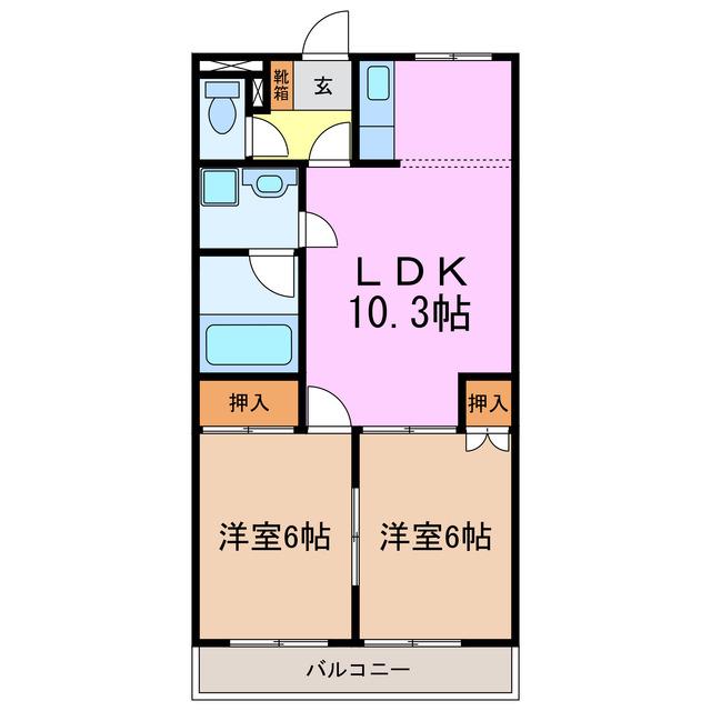 フォレスト赤池(2LDK/2階)の間取り写真