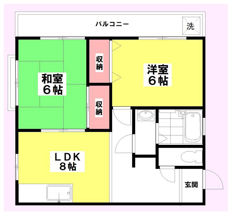 ラヴェール上尾(2LDK/2階)の間取り写真