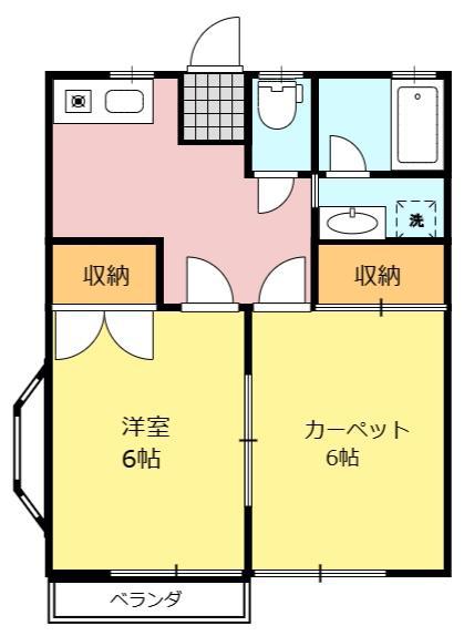 グランボヌール(2DK/1階)の間取り写真