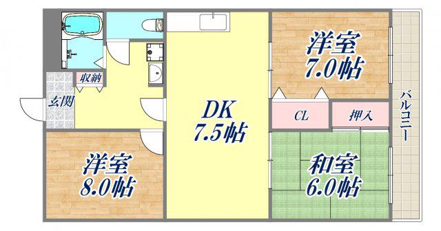 西宮公同教会総合ビル(3DK/4階)の間取り写真