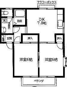 月見野ミキハイツA(2DK/2階)の間取り写真