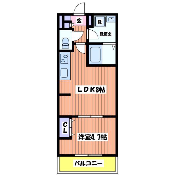 リブリ・西国立(1LDK/1階)の間取り写真
