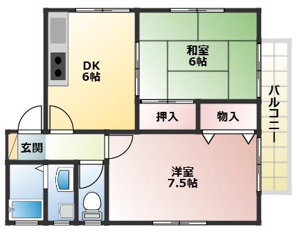 メゾンリシル(2DK/2階)の間取り写真