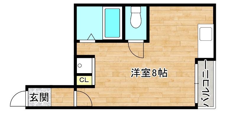 ボナール森之宮(ワンルーム/4階)の間取り写真