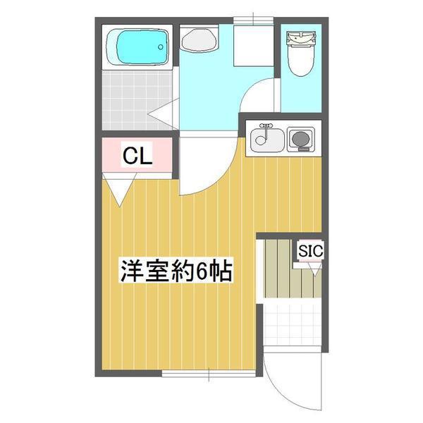 ミッドエステート(ワンルーム/1階)の間取り写真