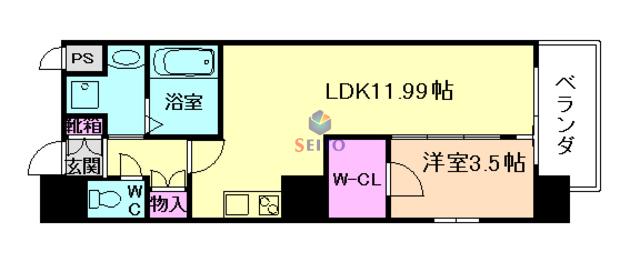 MCOURT福島(1LDK/2階)の間取り写真