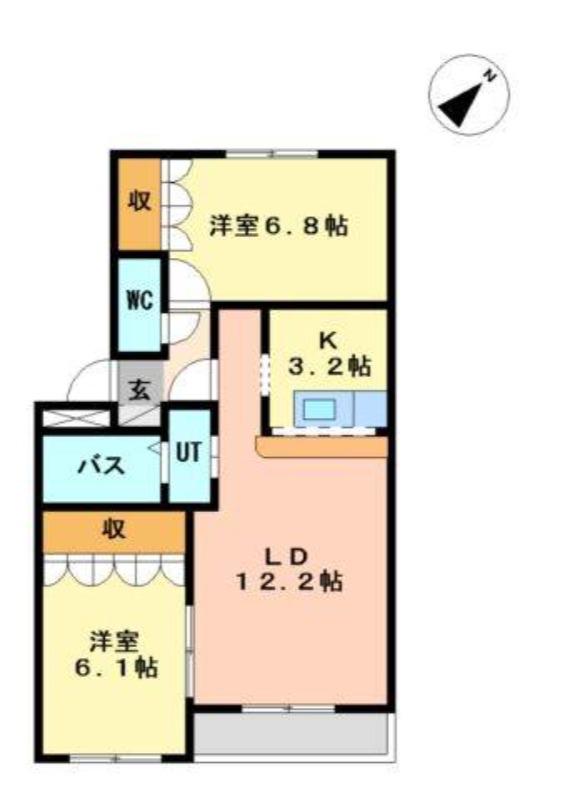 カーサグランデ(2LDK/2階)の間取り写真
