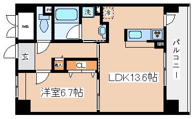 ソレイユアンドメイプル(1LDK/5階)の間取り写真