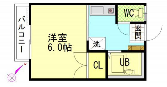 パークハイツ西蟹屋(1K/1階)の間取り写真