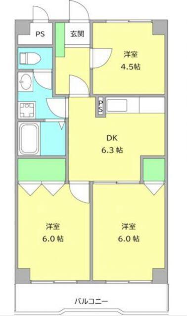 ゼファー銀座(3DK/5階)の間取り写真