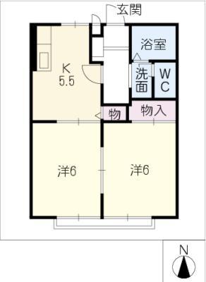 クレール新町(2K/1階)の間取り写真