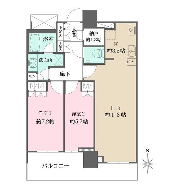 ブリリアタワー名古屋グランスイート(2LDK/12階)の間取り写真