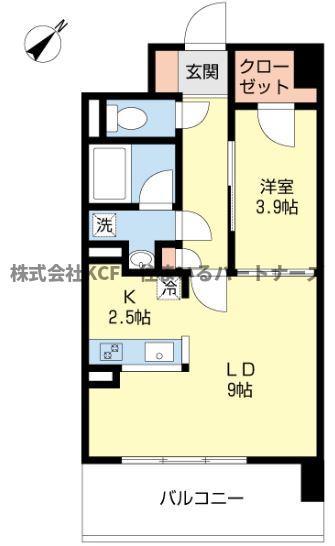 アドラシオン(1LDK/6階)の間取り写真